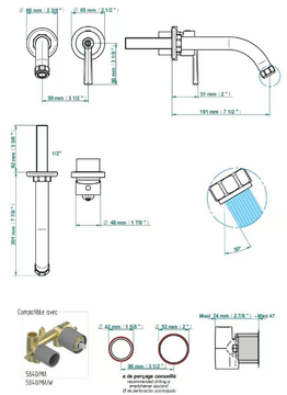 CLUB SAINT-GERMAIN - Wall mounted basin mixer by THG Paris - view 3